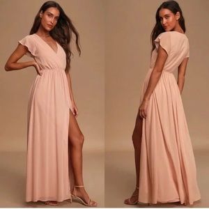Lulu’s Lost in the Moment Blush Maxi Dress Size XS
